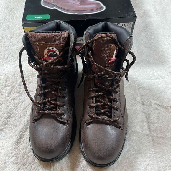 Brahma Mens Steel Toe Brown Lace Up Work Oil Slip Resistant Boots - Picture 4 of 6